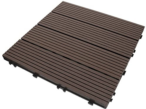 NUOBESTY 1 Pezzo Pavimento in Mosaico Di Legno Plastico Piano Di Calpestio Da Giardino Assi Di Rivestimento in Legno Piastrelle Per Terrazze Pavimento Esterno Plastica Coffee