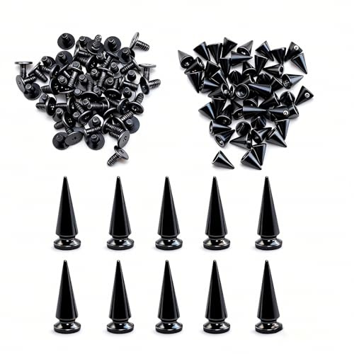 DIYCUT 50+10 Stück Metall Punk Ziernieten, DIY Spitz Schraubnieten | 10 mm & 26 mm Handwerk Punk Nieten mit Schraube, für Lederhandwerk, Jeansreparatur, Taschen, Accessoires