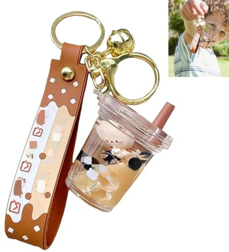 JFangZHZH Porte-clés Bubble Tea,Porte-clés Mignon thé,Breloque Kawaii thé au Lait,Pendentif thé en Acrylique,Idée Cadeau Bubble Tea Sacs à Dos à Main Déco,Cadeau d'anniversaire de Noël pour Enfants