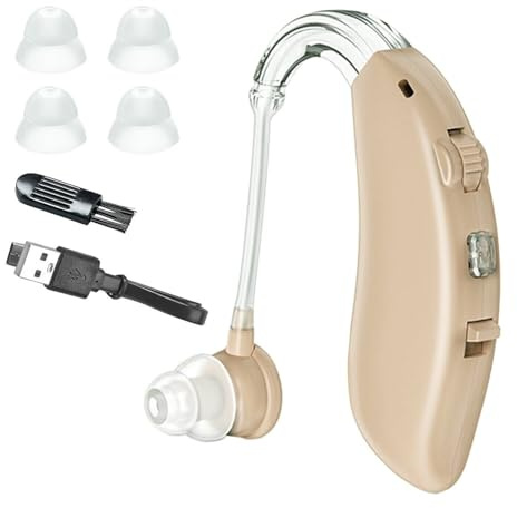 Jesyooka Rechargeable Hearing Amplifier for Adults, Universal Fit for Both Ears, Invisible Sound Amplifier with Noise Reduction for Clear Conversations, TV & Socializing, Long 30H Battery Life