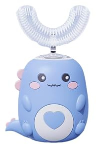 Brosse a Dent Electrique Enfant à 360º, Compte à Rebours De 60 Secondes, Brosse à Dents éLectrique à Ultrasons Avec LumièRe Led Et Aspect Dinosaure(2-6-12 Ans) (Blue7-12)