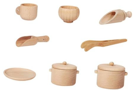 NESTINGHO Vaisselle Bois Set Cuisine Simulation Dînette pour Garçon Fille Jeu Éducatif Créatif et Interaction Parent-garçon Fille