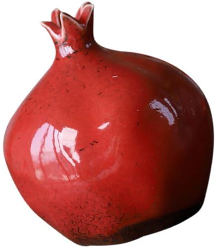 LALAFINA Pomegranate Decorative Vase Small Ceramic Flower Planter Tabletop Delicate Home Flower Pot Office Desktop Decoration