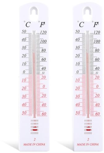 JIPUKE 2 Pcs Wall Thermometer, Outdoor Thermometer Read Accurate Celsius and Fahrenheit Large Wall Mounted Room Temperature Monitor Easy-to-Mount Design for Home Garden Greenhouse Indoor Outdoor