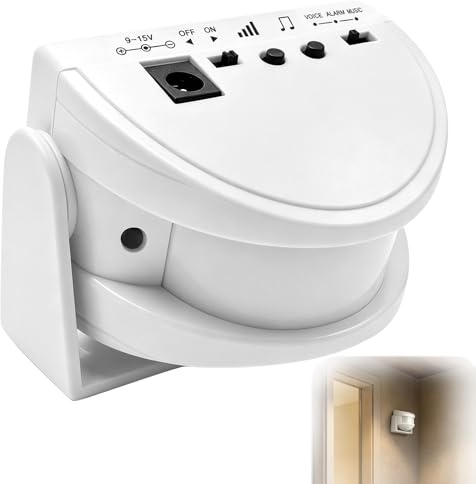 Campanello senza fili Rilevatore di Movimento Allarme Infrarossi Porta Casa | Campanello senza fili con modalità vocale e musica, rilevatore a infrarossi per ingresso, negozio, sicurezza antifurto casa