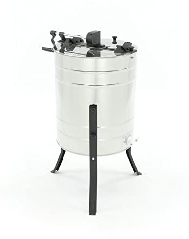 LYSON 4-Waben Honigschleuder Diagonalschleuder Ø500 Manuelle Honeyextractor Tangentialschleuder mit Handantrieb für 4 Rähmchen DNM, LN, Zander Edelstahl Imkerei Bienenzüchter Zubehör BASIC LINE