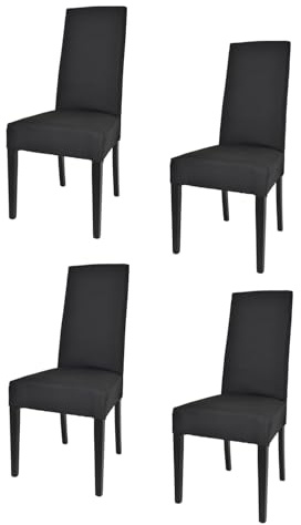 t m c s Tommychairs - 4er Set Moderne Stühle Chiara für Küche und Esszimmer, robuste Struktur aus lackiertem Buchenholz Farbe Schwarz, gepolstert und mit Stoff in der Farbe Schwarz bezogen