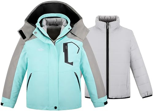 wantdo Big Girl's Winter Snowboard Jacket Insulated Fleece-Lined rainCoat Parka Blue 10-12