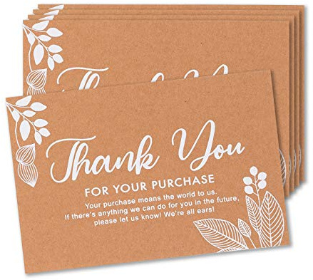 MATICAN Biglietti di ringraziamento per il tuo ordine, confezione da 50 biglietti di ringraziamento per il tuo acquisto, Kraft, 10 x 15 cm, formato cartolina