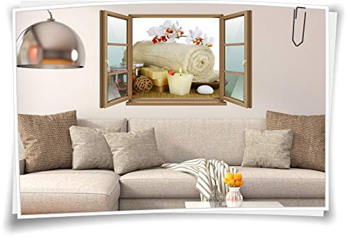 Medianlux Wand-Tattoo Wand-Bild Fenster SPA Wellness Entspannung Erholung Orchidee Aufkleber Folie Deko Wohnzimmer Küche Folie Digitaldruck, 120x78cm wb22wb266-124367