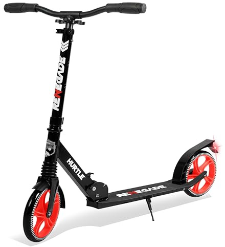 Hurtle Cityroller- mit XXL-Rädern, Roller Klappbar bis 100 kg – Höhenverstellbar mit Tragegurt, Trittbremse und Ständer für Schulweg Freizeit und Stadtverkehr, für Kinder Jugendliche Erwachsene