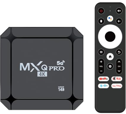 MXQ Pro 5G with Air Mouse & Voice Control 2023 Upgraded Android 12.1 Version Ram 2GB ROM 16GB TV Box H.265 HD 3D Dual WiFi 2.4G/5.8G Quad Core Android Smart TV Box