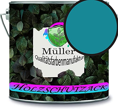 Holzschutzlack Holzlack Holzlasur wetterbeständiger Langzeitschutz Wetterschutzfarbe Holzschutzfarbe RAL 5018 Türkisblau // Müller Qualitätsfarbenmanufaktur
