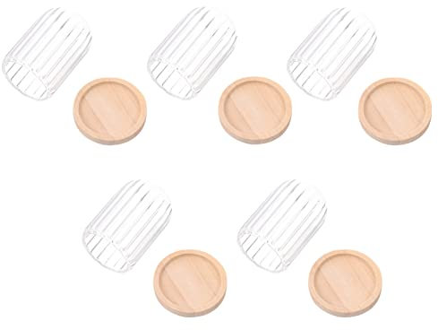 COHEALI 5 Stück Miniatur-Kuchenständer mit Kuppel, Puppenhaus, Cupcake-Ständer, kleiner Kuchenständer, Süßigkeitenglas-Halter für Puppenhaus-Dekoration, Braun