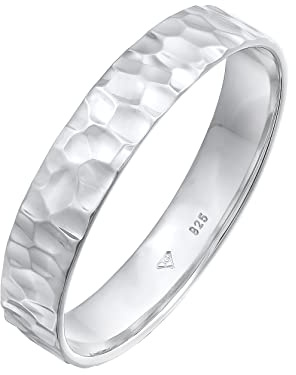 Kuzzoi Anillo para hombre (4 mm) Macizo Hecho a mano, Anillo de banda para hombres de plata de ley 925, Anillo de boda Anillo de compromiso Anillo de amistad, Anillo para hombre martillado, Talla de