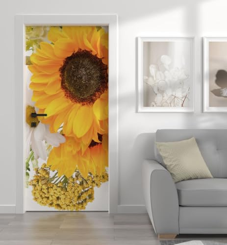 MyMaxxi Türtapete selbstklebend - Einteilige Türfolie 90x200 cm - Motiv: Blumen Soleil farbig Türklebefolie zum verschönern & bekleben der Tür - Türaufkleber aus Klebefolie