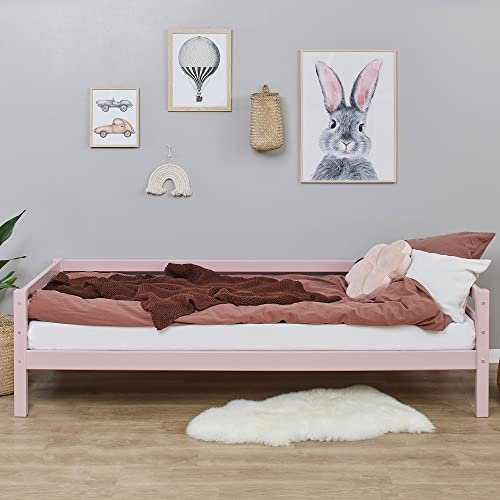 Hoppekids ECO Dream Kinderbett 90x200 mit Lattenrost | Blasses Rosa Massivholz | Holz Bett für Mädchen und Jungen