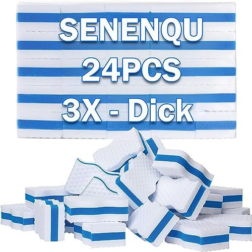 SENENQU 24 spugne magiche in melamina, 25 mm, spessore grande, spugna magica per cancellare, di alta qualità, per cucine, bagni, pavimenti e pareti, 100 × 60 × 25 mm
