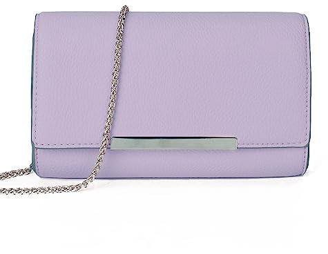 AFKOMST Monederos de embrague para mujer, bolsos cruzados pequeños y bolsos de playa de paja de verano con correa de cadena cruzada, Lila 1