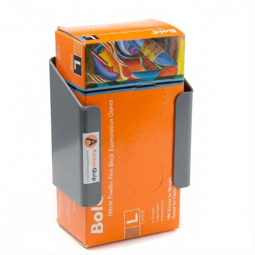 AmberQuip Disposable Glove Box Holder. Ideal Storage Tradesman Van, Workshop, Garage. Wall Mountable. Grey PVC.