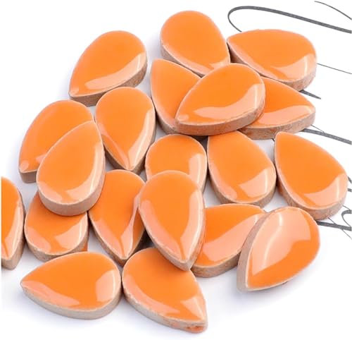 500g Raindrops Ceramics Mosaic Tiles for DIY Crafts Home Decoration, 1.2 x 1.9 cm DIY Mosaic Tile Kits for Craft Plates Flowerpots Vases Cups Mosaic Making Supplies Art Projects (Orange)
