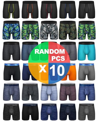 Men's Viscose Boxer Briefs Performance Breathable Tagless Comfy Silk Waistband 6 Boxer Briefs Fly 10Pack M Multicolor