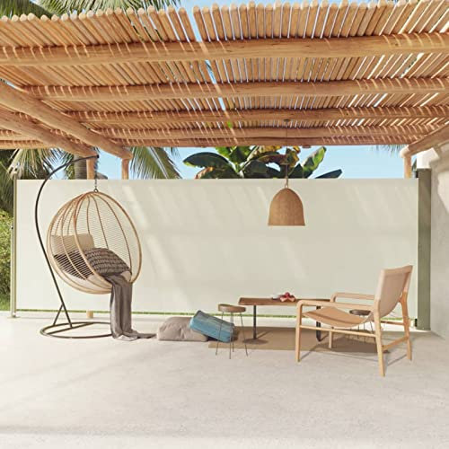 ARKEM Toldo Lateral retráctil de jardín Crema 180x600 cm Doble Pantalla retráctil Impermeable, Divisor de habitación retráctil para privacidad, jardín, al Aire Libre, Patio y terraza