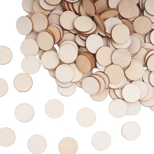 DLUSZERT 400 x 2CM Unfinished Round Wooden Log for Crafting, Blank Wooden Slices Round, Natural Small Wood Circle Discs, Wood Cutout Ornaments for DIY Art Door Wedding Décor Scrapbook