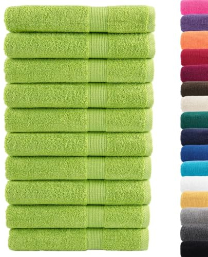 vidaXL Premium handdukar 10 st äppelgrön 100x200cm 600 gsm 100% bomull, handduk på stranden, strandhandduk, stor badlakan, badlakan, gästhandduk