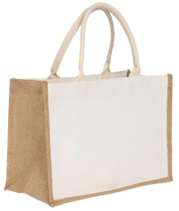 QIUPFGUT Borsa Juta naturale, Borsa Juta naturale impermiabile, Borsa Per La Spesa In Juta Portatile, grande capacità Retrò borsa, Tote Bag Tela, Borsa Da Donna Portatile(36X32X18CM)
