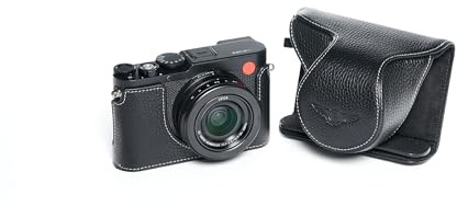 Kameratasche für Leica D-LUX8, Echtleder, handgefertigt, Schwarz, Schwarz , Klassisch