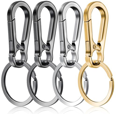 Tyqour 4 Stück Karabiner Schlüsselanhänger Metall Karabinerhaken Schlüsselanhänger Klein mit Karabiner Schlüsselkarabiner Carabiner Schlüsselanhänger Schlüsselring für Herren Damen Autoschlüssel