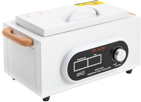 Hochtemperatur-Sterilisator mit Digitalanzeige 2.2L 122-392℉ für chirurgische Instrumente Nagelwerkzeuge Akupunktur Eisen Stahl Metall Glas