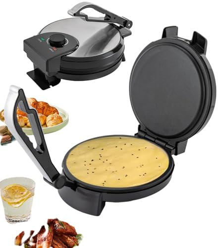 VoOqo 10Inch Roti Maker, 1500W Electric Chapati Maker Flat Bread Naan Tortilla Fulka Roti Press Machine Non Stick Coating 200-260°C Temperature Adjustable, Make Indian Style Chapati, Tortilla, Roti