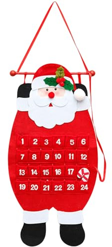 Pasdrucn 70x34cm 24 Adventskalender Zum Befüllen Aus Stoff 2024, Adventskalender 2024 Als Wandkalender Aus Stoff, Adventskalender Zum Befüllen Weihnachten Kalender Befüllbar Für Party Favors (Rot)