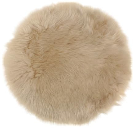 MACOSA Dekofell rund vers. Farben 34 cm echtes Lammfell modern Sitzplaid Sitzkissen Deko-Fell Tischdeko Echtfell Sitzauflage Stuhlkissen Fellteppich klein (Creme)