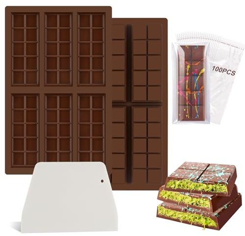Schokoladenform Silikon Tief,2 Stücke 6 Schokoladenform Schokolade,Silikonform Schokoladentafel Tiefe,Extra Tief Schokolade Form für Schokolade Praline Süßigkeiten