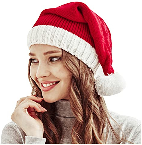 Weihnachtsmütze Damen Rot Nikolausmütze Herren Plüsche Nikolaus Mütze Kinder Baby Nikolausmütze Rote Santa Mütze Weihnachtsmützen Erwachsene Weihnachtsmann Kostüm Warm Dicker Fellrand Weihnachtshut