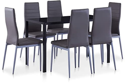 LAPOOH 7-TLG. Essgruppe Grau, Esstisch Mit Stühlen, Esstischgruppe, Esszimmergruppe,Küchentisch Mit Stühlen, Tischgruppe, Dining Table Set, 281696