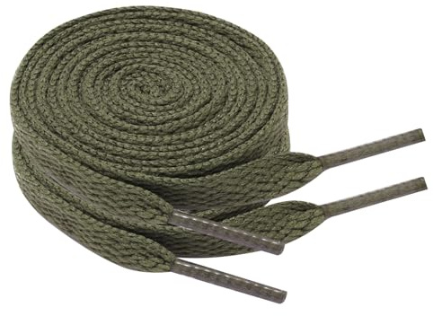 Chic Defend Lot de 2 paires de lacets plats de 8 mm de largeur Lacets de rechange pour chaussures de sport, baskets, chaussures de course, lacets pour hommes et femmes 60-180 cm, Vert kaki, 130 cm - 2