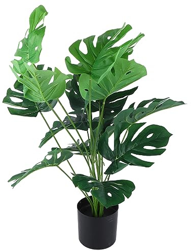 Eujgoov Artificial Monstera Deliciosa Artificial Monstera Deliciosa Plant, Plant 31.5in Fake Tropical Palm Tree in Pot for Indoor Outdoor House Home Office