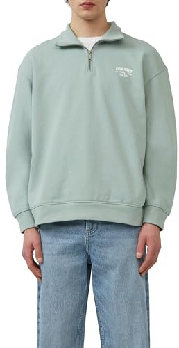 QS ståkrage sweatshirt med dragkedja och framtryck, Salbeigrän, XL