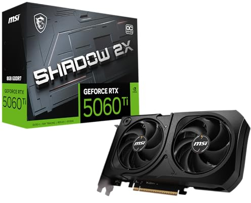 MSI Gaming RTX 5060 Ti 8G Shadow 2X OC Graphics Card (8GB GDDR7, TBA-bit, Extreme Performance: TBA MHz, DisplayPort x3 2.1a, HDMI 2.1b, NVIDIA Blackwell Architecture)