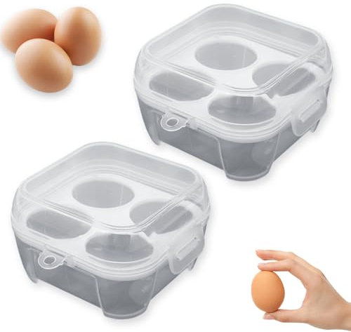 8/4/3 Girds Premium Shockproof Egg Holder with Secure Lid Kitchen Organizer, Portable Egg Storage Container for Refrigerator, Camping & Picnic (4 Grids)