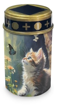 HUGS IDEA Lumières solaires pour tombe en forme de chaton mignon - En ABS - Étanche - Pour cimetière, ange, décoration de jardin, cour et religieuse
