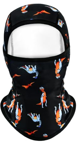 SEYUFN Balaclava - Passamontagna invernale per bambini, maschera da sci per ragazzi, passamontagna e ragazza, Dinosauro B-Orange, 2-8 Jahre