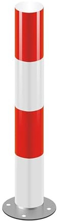 Barrière de Parking en Acier Galvanisé, Poteau de Sécurité avec Bandes Réfléchissantes, Plot de Stationnement Anti-Collision pour Garage, Route(Red,23.6in/60cm)