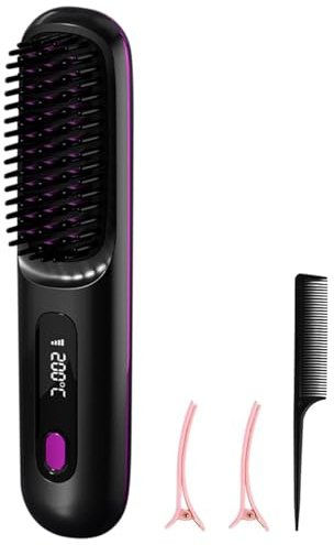 Go Brush Pro Peigne chauffant portable avec 3 modes de température - Brosse à lisser les cheveux sans fil pour le coiffage et les voyages