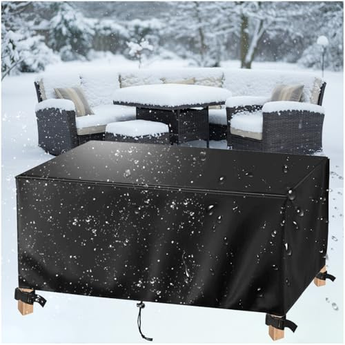 AJALGZ Copritavolo da Esterno 135x90cm Impermeabile Telo Copri Tavoli da Terrazza per Tavolo e Sedie da Giardino, Antivento Antipolvere Protezione UV Resistente - 135x90x75cm/Lx l x A