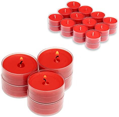 Candelo Set di 24 candele profumate – candele profumate mela cannella – candela tealight in custodia in plastica 1,7 x 3,8 cm – durata 4 ore – lumini